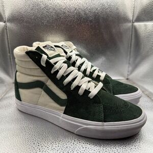 Size 8 Vans Sk8-Hi Green Off White Canvas Suede High Top Sneaker Shoes 500714